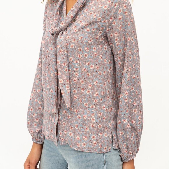 MYSTREE PRINTED BLOUSE WITH TIE NECK - Picture 4 of 6